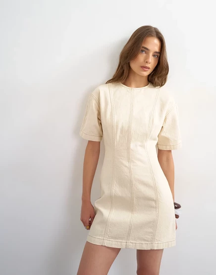 Женское мини-платье TopShop джинсовое, бежевое