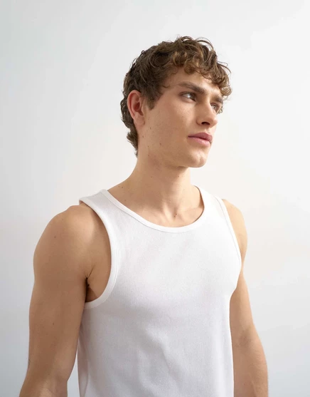 Мужская майка Topman в рубчик, белая