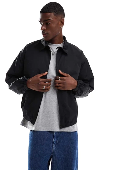 Легкая куртка harrington оверсайз от ASOS DESIGN черного цвета black
