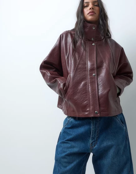 Женская куртка ASOS Design 80-х из экокожи, темно-красная