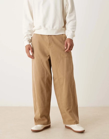  Брюки оверсайз ASOS DESIGN светло-коричневые brown