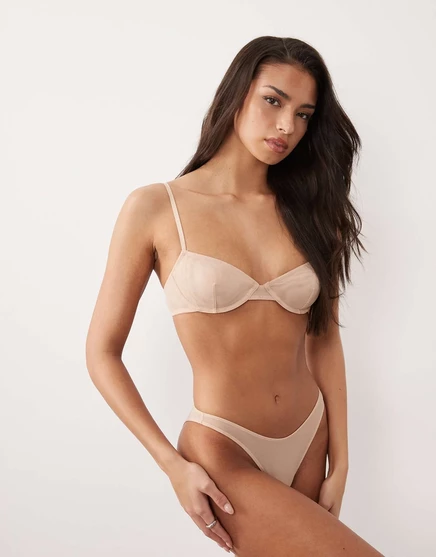 ASOS DESIGN Tammy из прозрачной сетки с высокими штанинами в бразильском стиле бежевого цвета