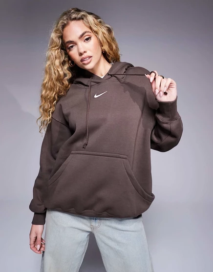 Женское худи Nike Phoenix Fleece оверсайз, коричневое