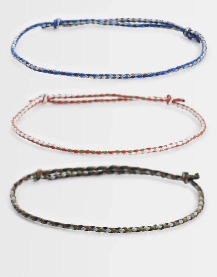 Мужские браслеты ASOS Design (3 шт.), шнурковые, разноцветные