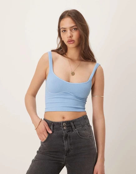 Бесшовный укороченный топ Free People Meg темно-серого цвета dusk blue