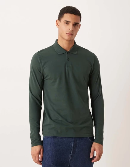 Мужское поло ASOS Design Essentials из пике, зеленое