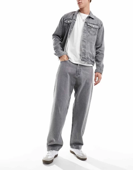 Свободные джинсы Jack &Jones Alex серого цвета gray denim