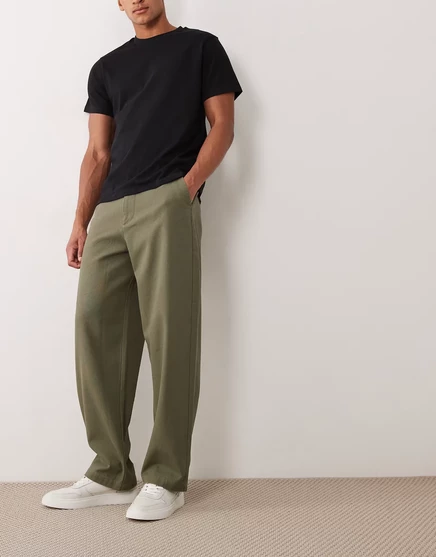 Мужские брюки ASOS Design прямые свободного кроя, хаки