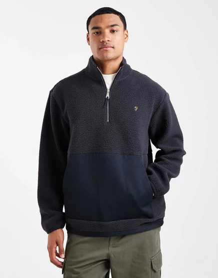 Темно-синий флисовый костюм Farah Mews на молнии 1/4 navy