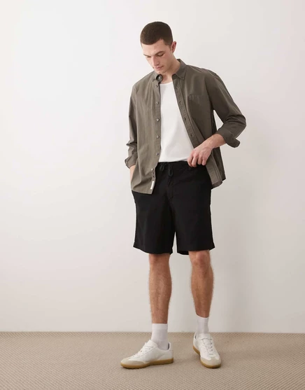 Мужские шорты Jack & Jones льняной микс с кулиской, черные