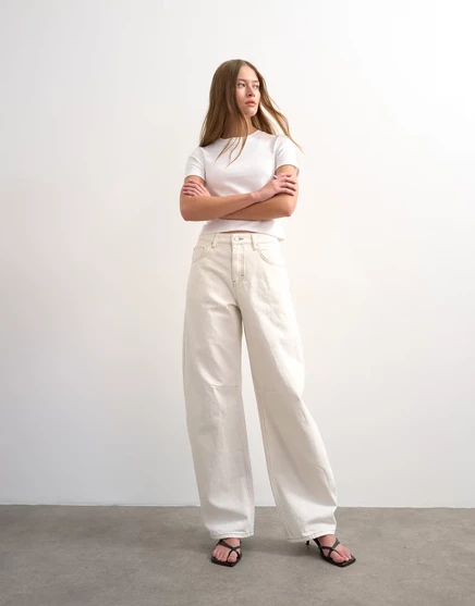 Женские джинсы TopShop Barrel средней посадки, белые