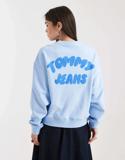 Женский свитшот Tommy Jeans boxy с объемным логотипом, светло-голубой