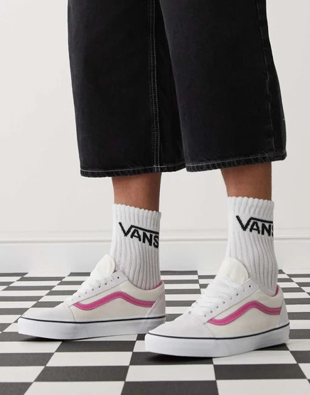 Кроссовки Vans Old Skool белого цвета с розовыми деталями white