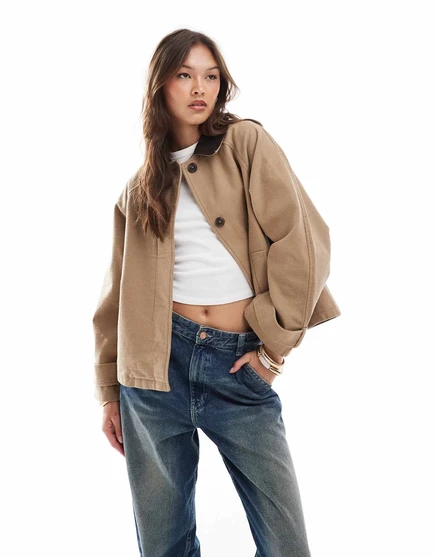 ДИЗАЙНЕРСКАЯ куртка-сарай ASOS с контрастным воротником из камня  stone