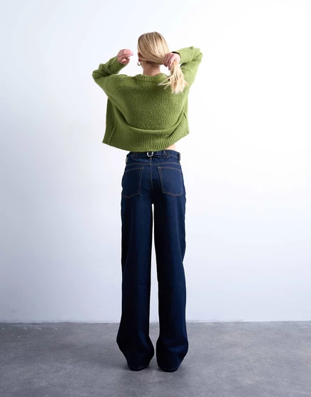 Джинсы свободного кроя с низкой посадкой от Topshop Tall Cinch цвета индиго в необработанном стиле
