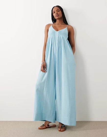 Женский комбинезон ASOS Tall с широкими штанинами, бледно-голубой