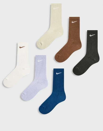 Мужские носки Nike Crew, 6 пар, синие и коричневые