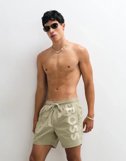Мужские плавки BOSS Bodywear Octopus с логотипом, бежевые