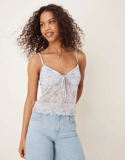 Кроп-топ ASOS DESIGN из сетчатой ​​ткани с мелким цветочным принтом ditsy floral