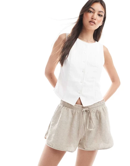 Шорты из льняной смеси Monki бежевого цвета - эксклюзивно для ASOS beige
