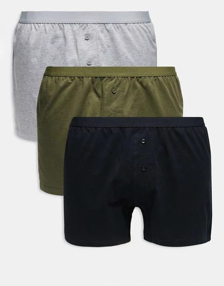 Мужские боксеры ASOS Design, набор 3 шт., серый/хаки/темно-синий