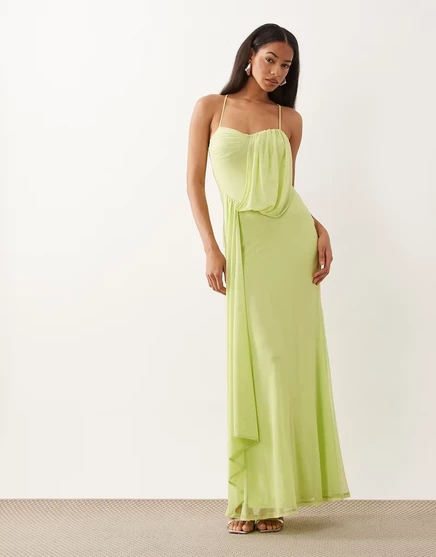 Женское макси-платье ASOS Design с лифом сердечком, лаймовое