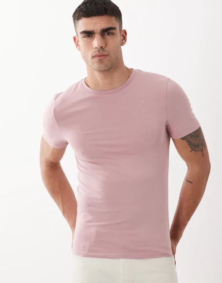 Мужская футболка ASOS Design Essentials muscle fit, пыльно-розовая