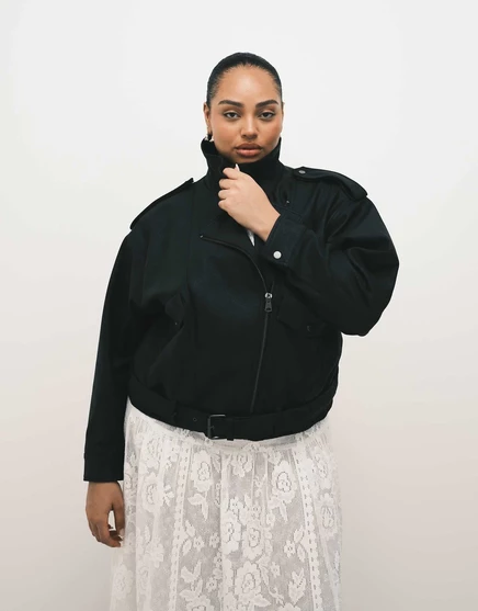 Женская куртка-косуха ASOS Curve оверсайз под кожу, черная