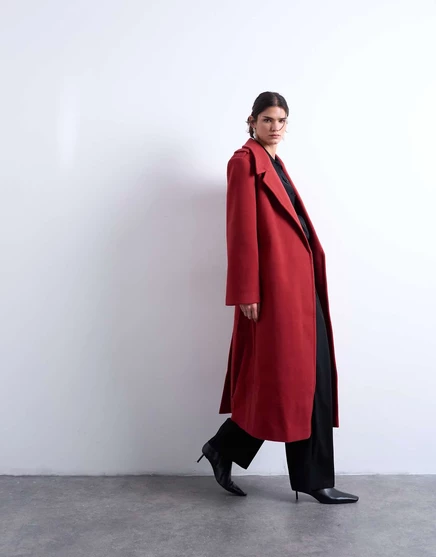 Женское пальто Topshop Helga с поясом, красное