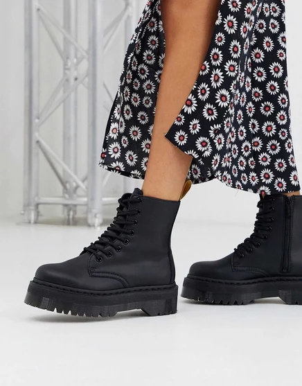 Женские ботинки Dr Martens Jadon массивная подошва, веганская кожа, черные