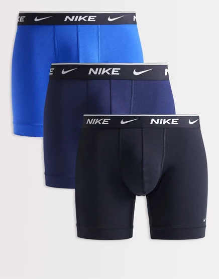Трусы-боксеры Nike Essential Cotton Stretch из 3-х упаковок черного / темно-синего /синего цвета с поясом черный / темно-синий / синий