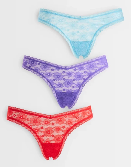 Женские кружевные стринги ASOS DESIGN, 3 шт., мультицвет