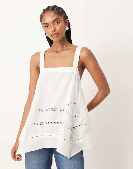 Топ-туника-майка Free People Charlotte broderie цвета слоновой кости ivory