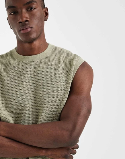  Вязаная майка большого размера ASOS DESIGN цвета хаки-хаки