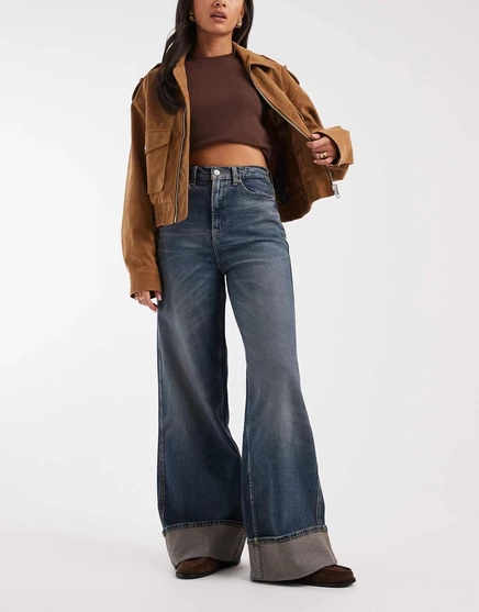 Джинсы Tommy Jeans Claire с широкими штанинами в полинялую темную полоску denim dark