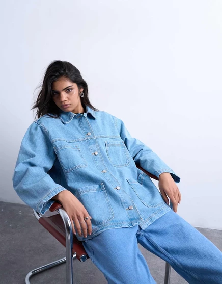 Женская джинсовая куртка TopShop worker, отбеленная