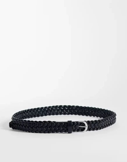 Мужской ремень ASOS DESIGN тонкий плетеный, черный