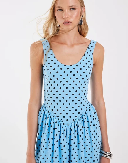 Женское платье ASOS Design в горох с воланом, сине-коричневое