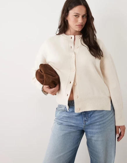Женский кардиган ASOS Curve свободного кроя, кремовый