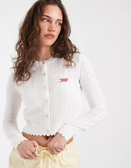 Белый кардиган в горошек от Tommy Jeans, старинный белый