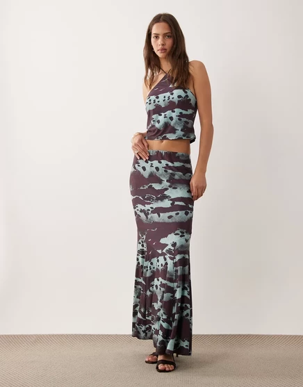 Женская макси-юбка ASOS Design с хвостом, абстрактный принт