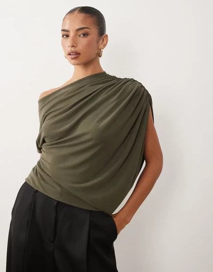 Женский топ ASOS Design асимметричный, хаки