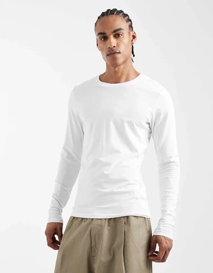 Мужской лонгслив Jack & Jones облегающий, белый
