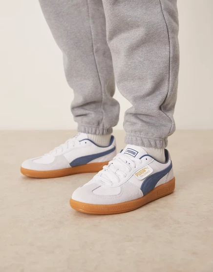 Унисекс кроссовки Puma Palermo, белые с синими деталями