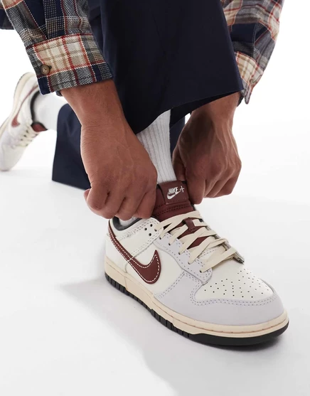 Кроссовки Nike Dunk Low в стиле ретро коричневого и парусинового цветов brown
