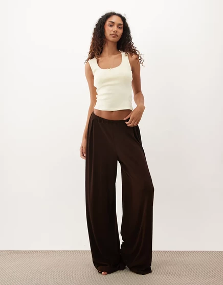 Женские пижамные брюки ASOS Tall широкие, шоколадные