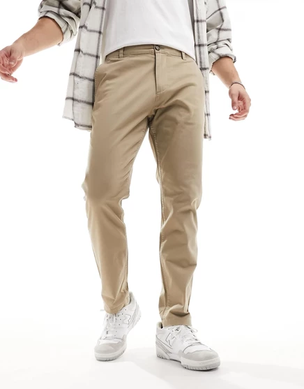 Брюки-чиносы Selected Homme Bill slim fit бежевого цвета chinchilla