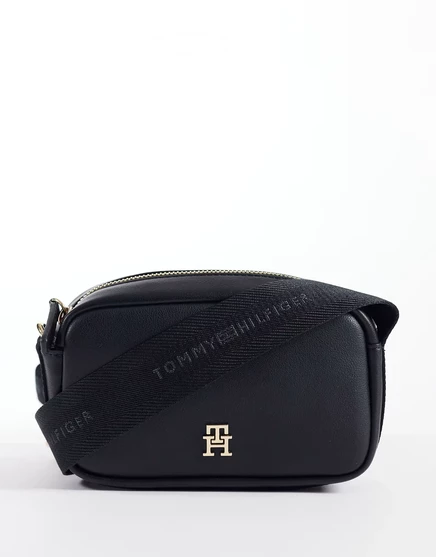 Женская мини-сумка Tommy Hilfiger с лентой с логотипом, черная