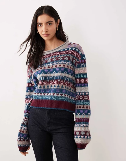 Свитер Free People favorite things в графике frosted wine с матовым вином