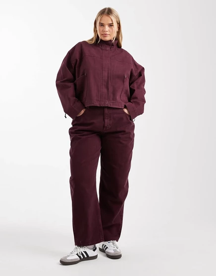 Зауженные джинсы-бочонки ASOS DESIGN Curve бордового цвета - часть комплекта burgundy